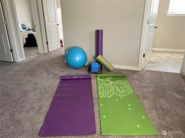 exercise room with carpet