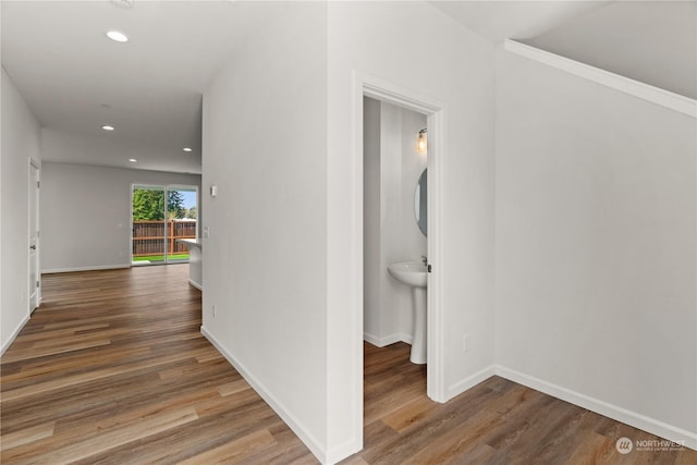 18619 11th Avenue Ct E, Spanaway, WA 98387 - corridor featuring recessed lighting, wood finished floors, and baseboards