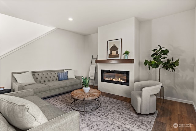 living room with hardwood / wood-style floors