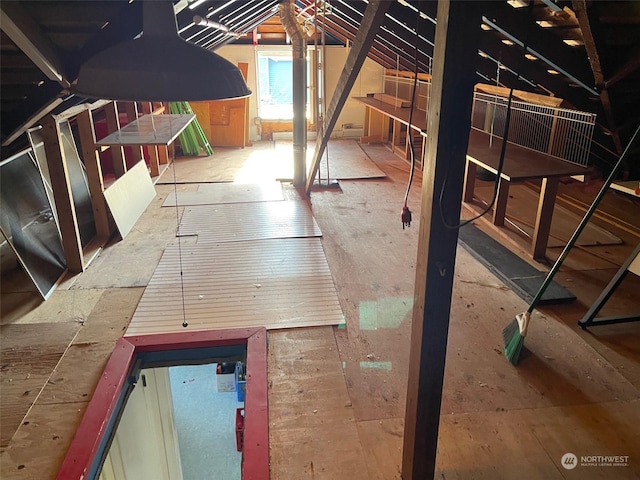 view of unfinished attic