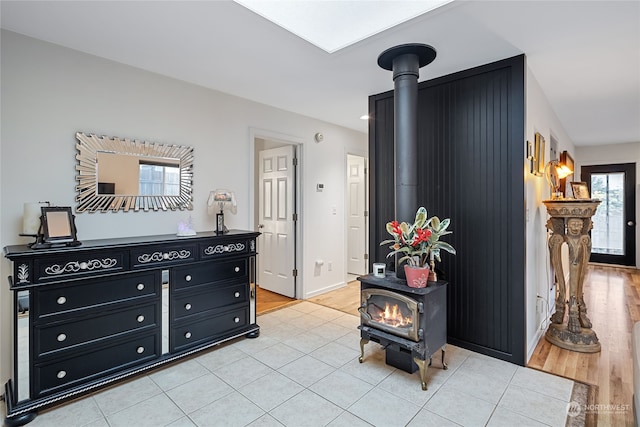 interior space featuring light tile patterned floors