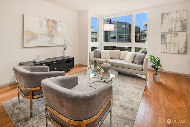 living room with wood-type flooring