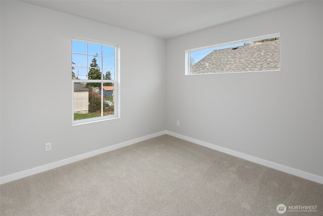 carpeted empty room with baseboards