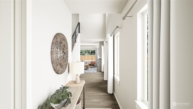 hall featuring dark hardwood / wood-style flooring