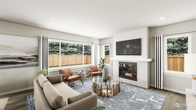 living room with wood-type flooring