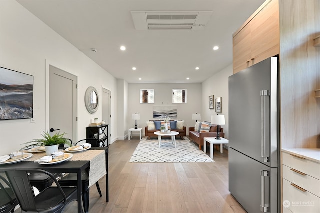 interior space with light hardwood / wood-style floors