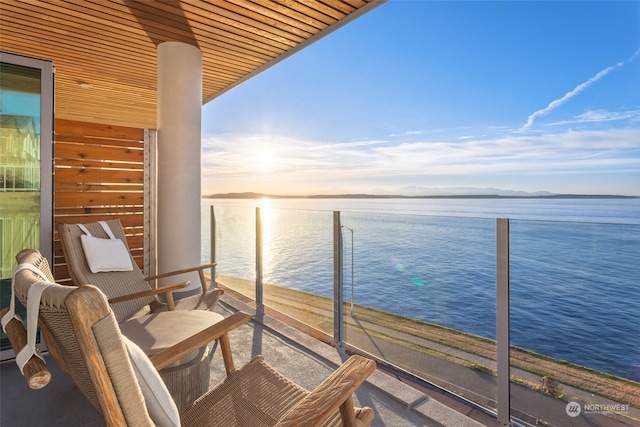 balcony with a water view