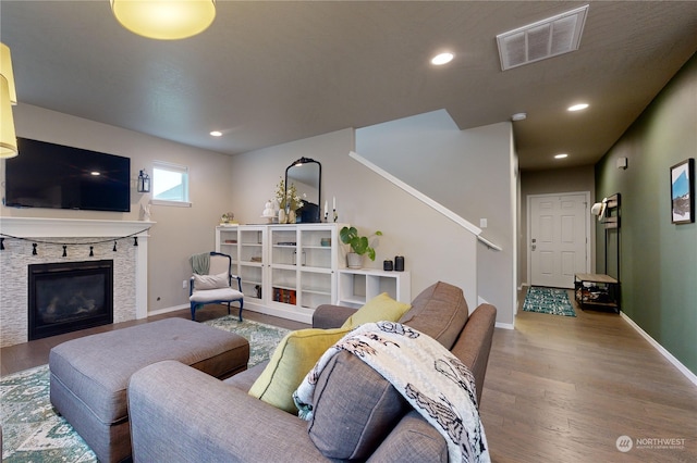 living room featuring hardwood / wood-style flooring