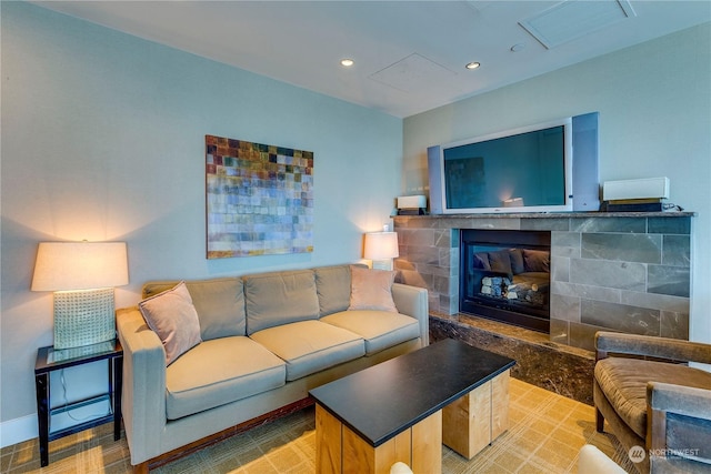 1521 2nd Ave Unit 904, Seattle, WA 98101 - living area featuring recessed lighting and a glass covered fireplace