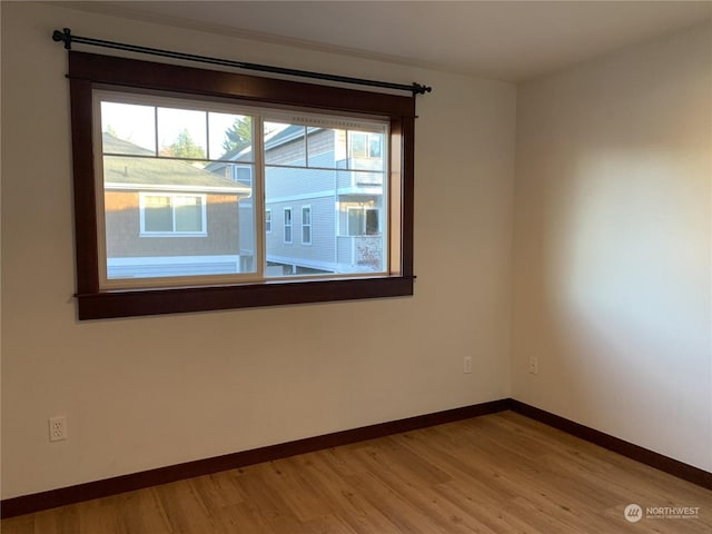 spare room with light hardwood / wood-style flooring and a wealth of natural light