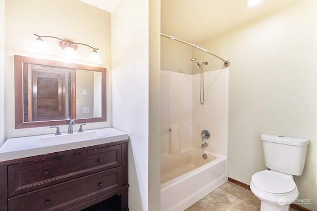 full bathroom featuring tile patterned floors, vanity, toilet, and bathing tub / shower combination