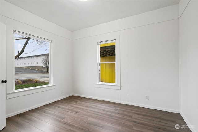 unfurnished room with wood-type flooring and plenty of natural light