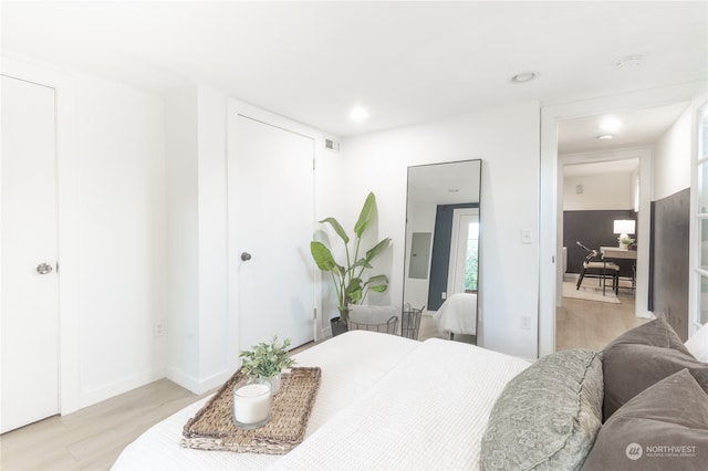 bedroom featuring light hardwood / wood-style flooring