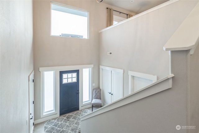 entrance foyer featuring a towering ceiling