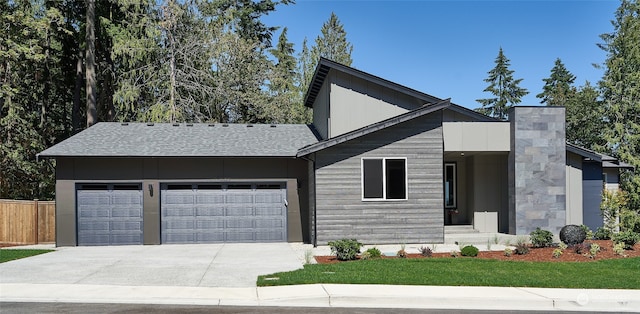 contemporary home with a garage