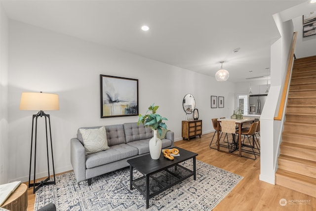 living room featuring light hardwood / wood-style floors