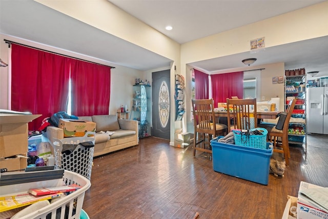 living room featuring dark hardwood / wood-style floors