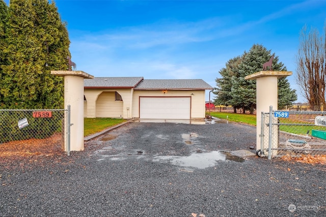 single story home with a garage