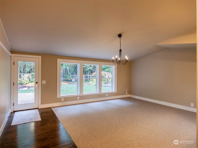 interior space with a notable chandelier