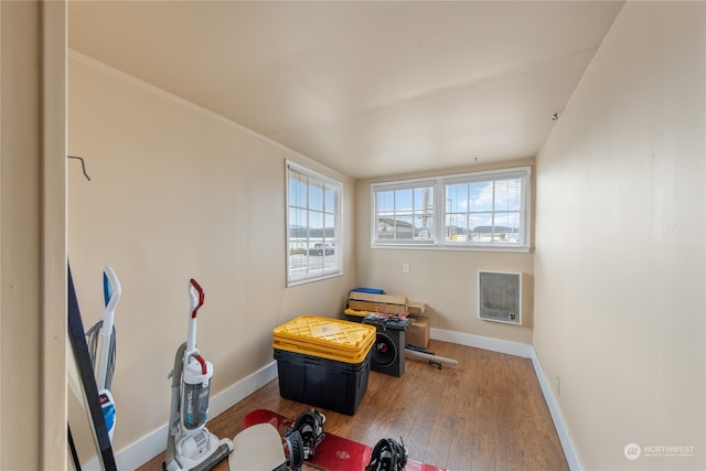 miscellaneous room featuring hardwood / wood-style floors