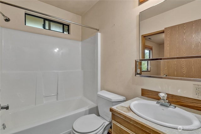 full bathroom with vanity, toilet, and shower / bath combination