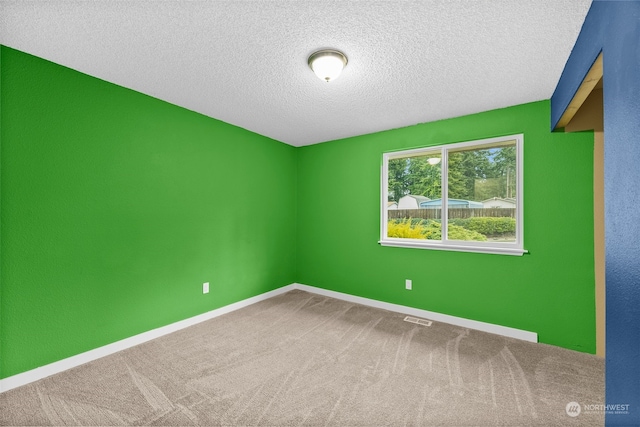 spare room with carpet floors and a textured ceiling