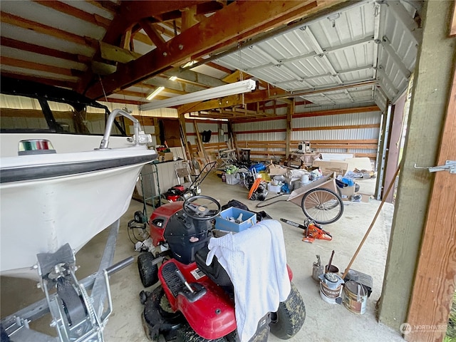 garage featuring metal wall