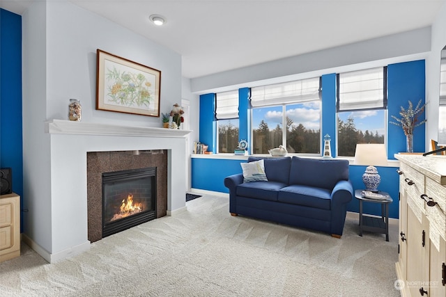 living room with light carpet