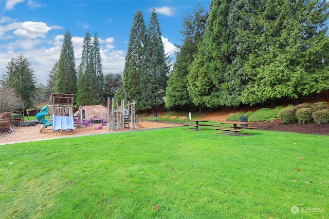 view of yard featuring a playground