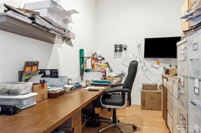 office space featuring light wood-type flooring