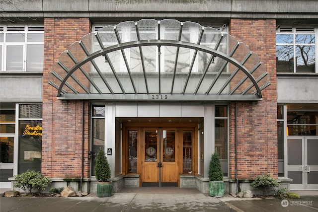 property entrance featuring french doors