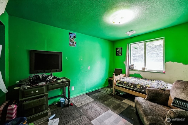 bedroom with a textured ceiling