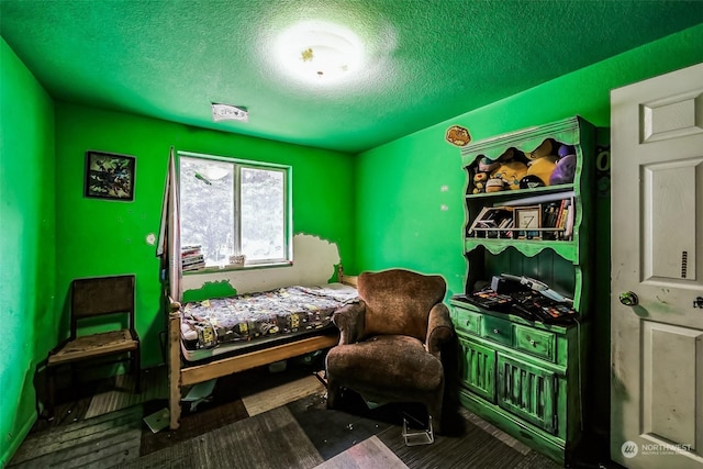 bedroom with a textured ceiling