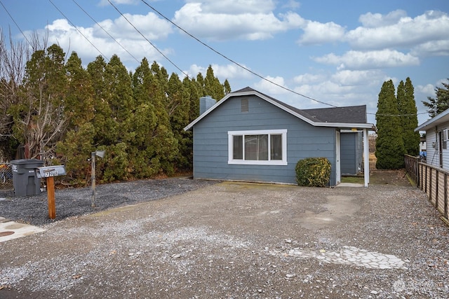 exterior space with a garage