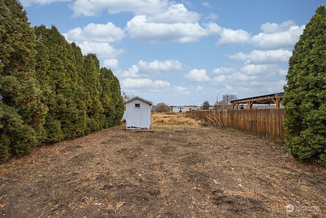 view of yard with a shed