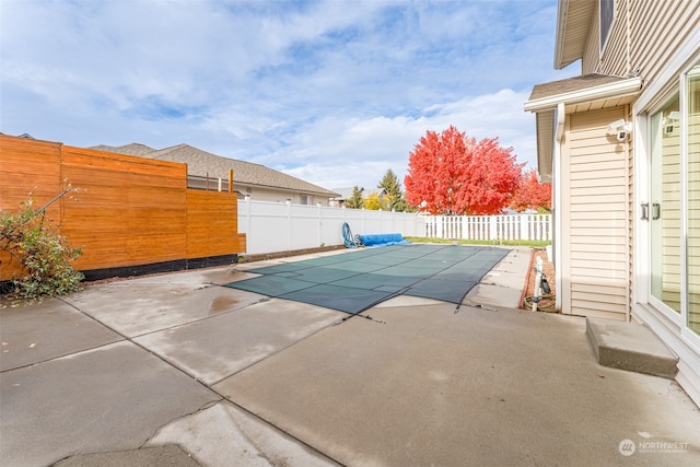 view of swimming pool with a patio