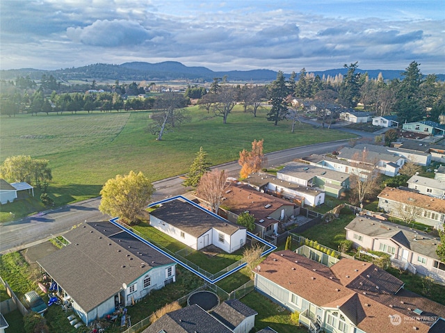 bird's eye view with a mountain view