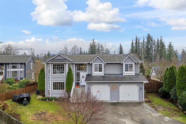 raised ranch featuring a garage