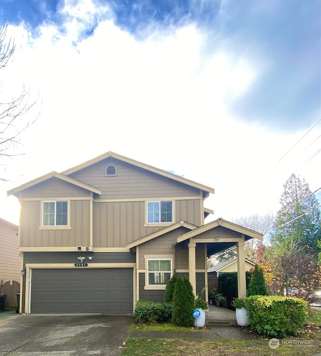 view of front of property featuring a garage