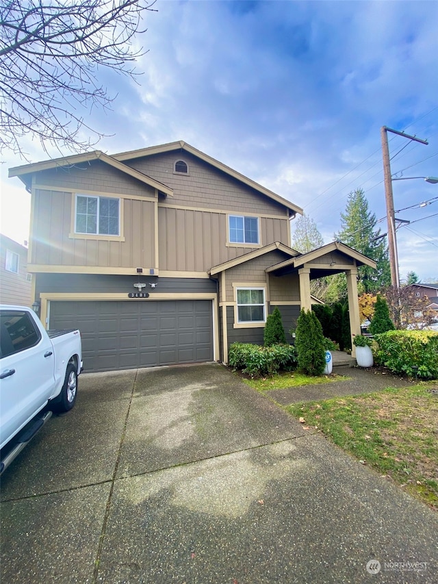 view of front of home with a garage