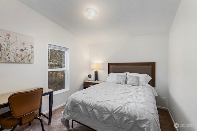 6205 NE Central Valley Rd NE, Bremerton, WA 98311 - bedroom featuring dark carpet, an office area, and lofted ceiling