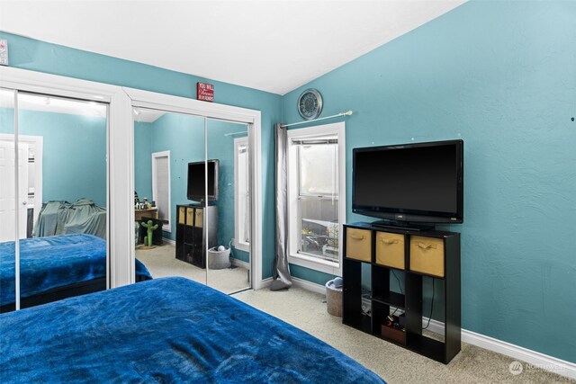 15410 SE 272nd St Unit 16, Kent, WA 98042 - bedroom with carpet flooring, baseboards, and two closets