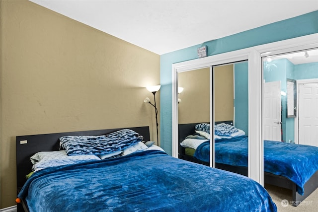 carpeted bedroom featuring a closet