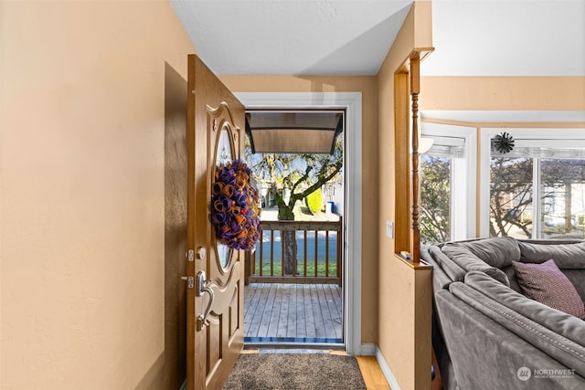 doorway featuring hardwood / wood-style floors