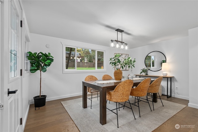 dining area featuring dark hardwood / wood-style flooring and a healthy amount of sunlight