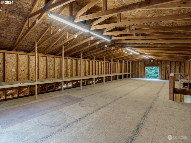 view of unfinished attic