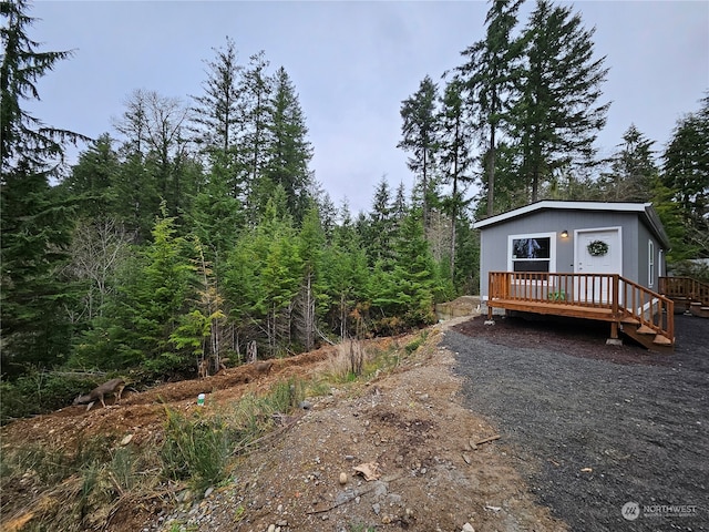 view of yard featuring a deck