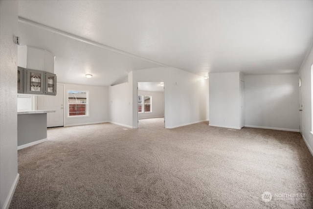 unfurnished living room featuring carpet