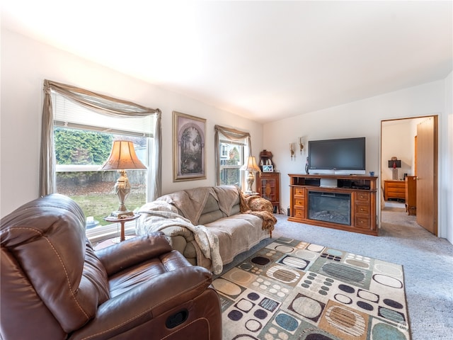 living room with carpet flooring