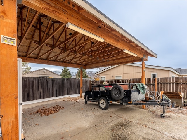 view of car parking featuring a carport